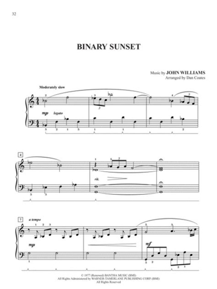 Binary Sunset by John Williams Chords and Melody