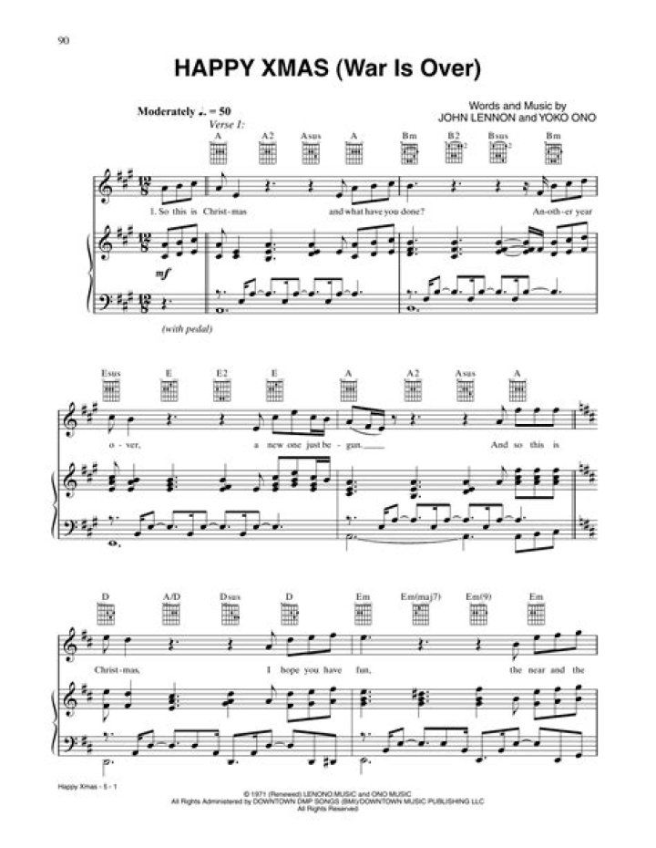 Happy Xmas (War Is Over) by John Lennon and Yoko Ono Chords and Melody