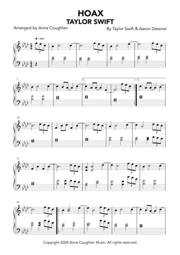 hoax by Taylor Swift Chords and Melody