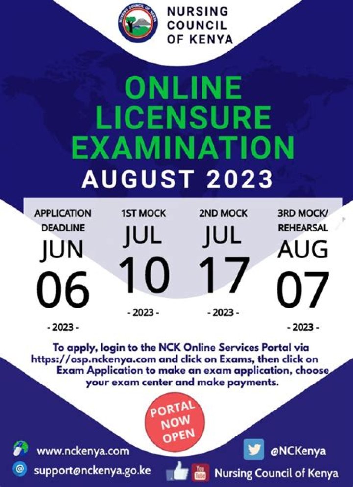 NCK exam registration and timetable for the 2024 academic year